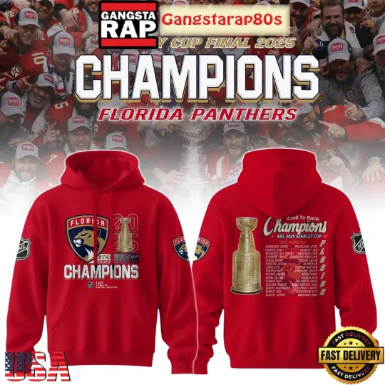 Discover Floridaa Panther Stanley Cup 2025 Champions All Over Print 3D Hoodie