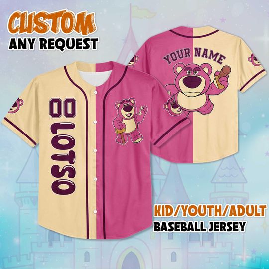 Discover Custom Lotso Baseball Jersey, Personalized Disney Toy Story Shirt, Strawberry Bear Outfit, Matching Family Disney Jersey