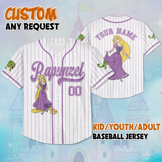 Discover Personalized Rapunzel Baseball Jersey, Custom Disney Tangled Rapunzel Jersey, Disneyland Baseball Team Outfit, Birthday Gift