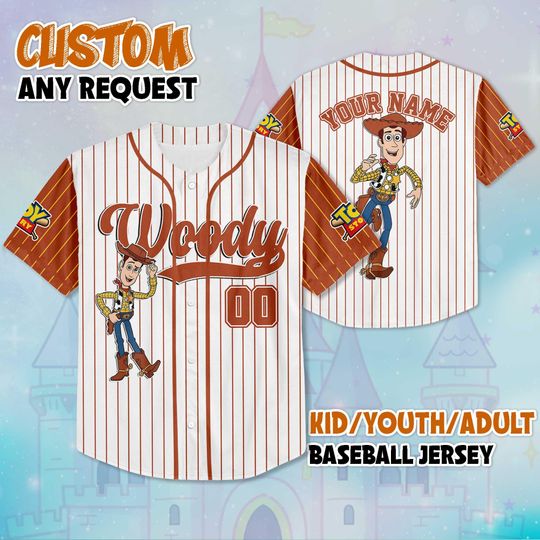 Discover Personalized Woody Baseball Jersey, Custom Disney Toy Story Shirt, Woody Cowboy Disney Outfit, Matching Family Jersey, Disneyland Trip Gift