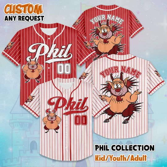 Discover Personalized Phil Hercules Baseball Jersey, Custom Disney Hercules Shirt, Funny Hercules Trainer Gift, Disney Cartoon Outfit