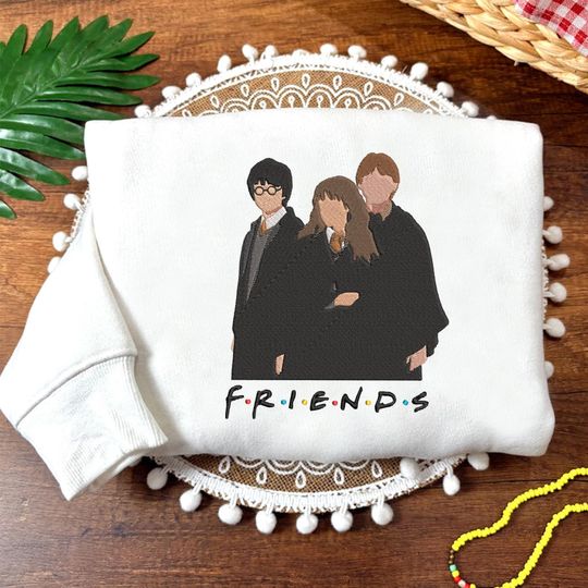 Discover Magic Wizard Friends Embroidered Sweatshirt, Wizard Member Shirt, Fantasy Bookish Tee, Book Lover Shirt, Shirt Gift For Fans HP ESH5861