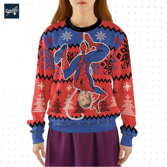 Discover Custom Face Spiderman Ugly Sweater, Disneyland Paris, Birthday gift for kid, best gifts for her, christmas gift for mom