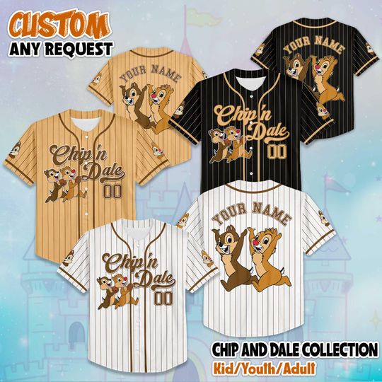 Discover Custom Chip and Dale Baseball Jersey, Personalized Disney Chip and Dale Jersey, Disneyland Baseball Team Outfit, Birthday Gift