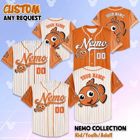 Discover Custom Nemo Baseball Jersey, Finding Nemo Disney Shirt, Cute Fish Disney Jersey Outfit, Matching Disney Trip Tee