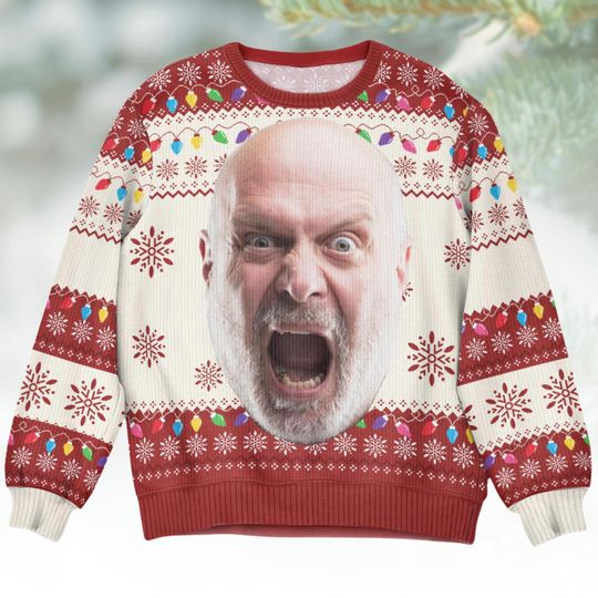 Discover Personalized Christmas Ugly Sweater, Custom Face Holiday Sweatshirt, Funny Matching Family Outfit, Xmas Gift For Friends