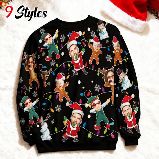 Discover Funny Custom Face Christmas Sweatshirt: Personalized Face Ugly Sweater For Men Women