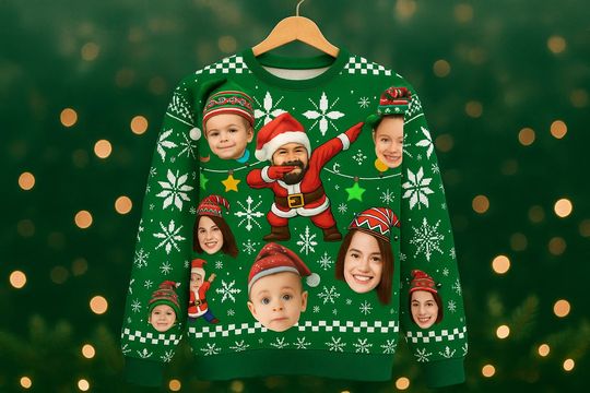 Personalized Christmas Face Sweatshirt, Custom Face Ugly Sweater, Custom Photo Ugly Sweater, Holiday Gift for Him Her, Custom Ugly Sweater