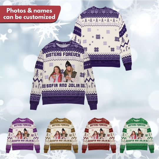Discover Personalized Ugly Christmas Sweater, Custom Face and Name Holiday Pullover, Funny Festive Design for Family and Friends,Christmas Party Gift