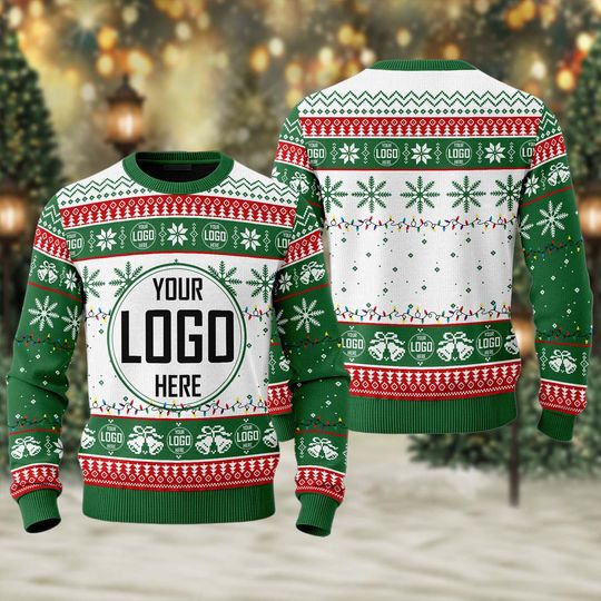 Custom Your Logo Ugly Christmas Sweater, Personalized Company  Logo Xmas Sweatshirt, Custom Photo Image Christmas Gift For Men Women Kid