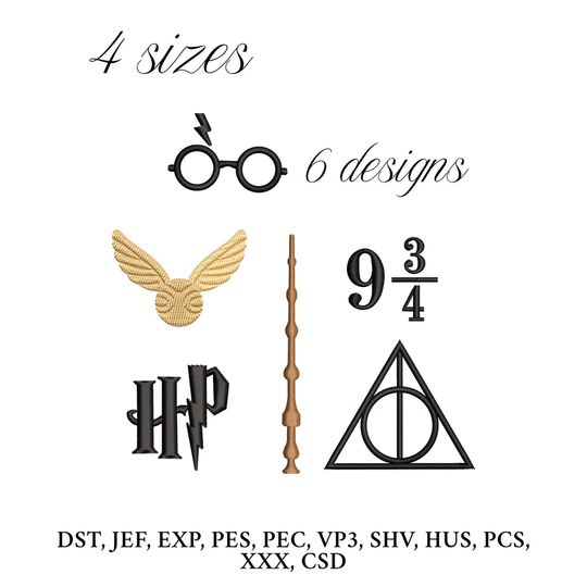 Discover Wizard School Bundle Embroidery Design,  Wizard Wand Embroidery Machine File, Christmas Digital Embroidery Patterns