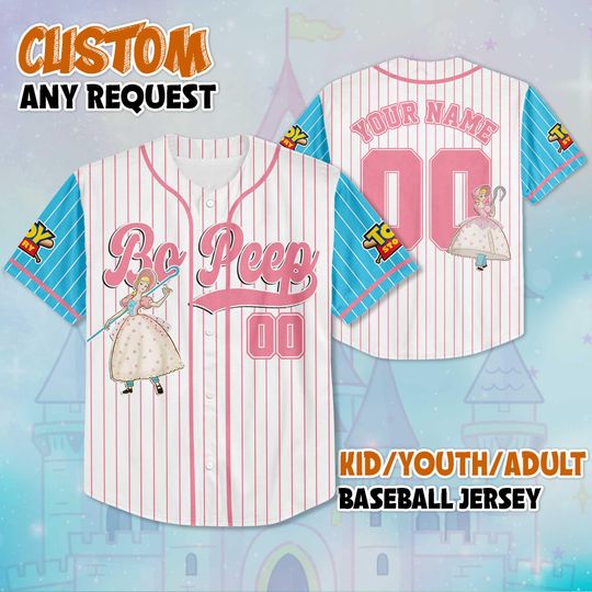 Discover Personalized Bo Peep Baseball Jersey, Custom Disney Toy Story Shirt, Bo Peep Disney Outfit, Matching Family Jersey, Disneyland Trip Gift