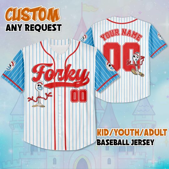 Discover Personalized Forky Baseball Jersey, Custom Disney Toy Story Shirt, Forky Disney Outfit, Matching Disney Family Jersey, Disneyland Trip Gift