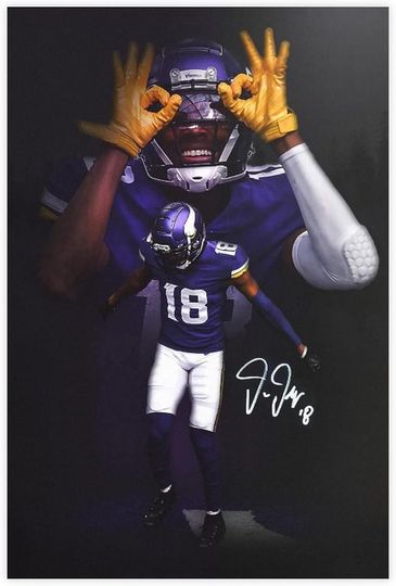 Discover Justin Jefferson Sports Canvas Wall Art Poster for Living Room and Bedroom Decoration