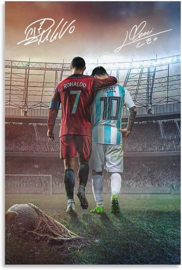 Messi Ronaldo Canvas Poster Vertical Unframed