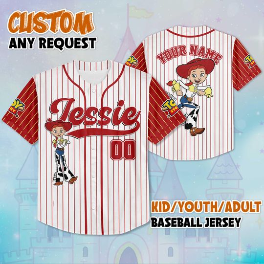 Discover Personalized Jessie Baseball Jersey, Custom Disney Toy Story Shirt, Jessie Cowgirl Disney Outfit, Matching Family Jersey