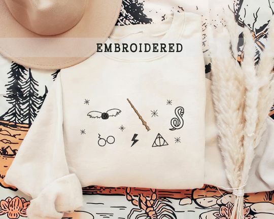 Discover Wizard Wand Shop Embroidered Sweatshirt, Wizard Hoodie, Universal Trip Sweater, Wizard Book Shop, Gift For Book Nerd, Bookish Pullover