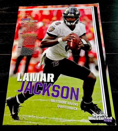 LAMAR JACKSON RARE POSTER 2019 Sports Illustrated For Kids Baltimore Ravens SI