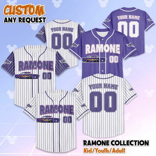 Discover Custom Ramone Baseball Jersey, Disney Car Shirt, Fillmore Disney Jersey Outfit, Pixar Car Team Jersey, Matching Disney Outfit