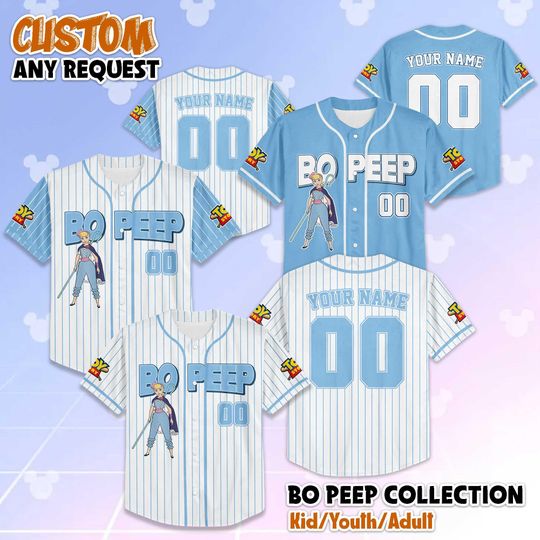 Discover Personalized Bo Peep Baseball Jersey, Custom Disney Toy Story Shirt, Bo Peep Disney Outfit, Matching Family Jersey, Disneyland Trip Gift