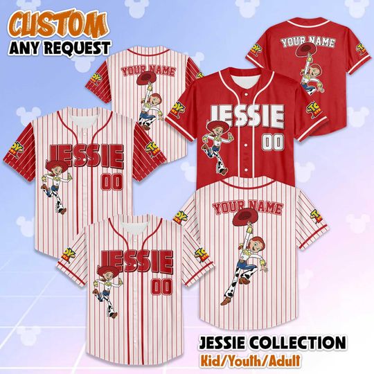 Discover Personalized Jessie Baseball Jersey, Custom Disney Toy Story Shirt, Jessie Disney Outfit, Matching Family Jersey, Disneyland Trip Gift