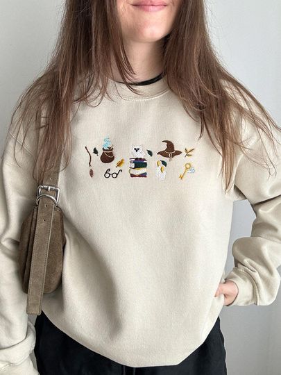 Discover Magic Books Embroidered Sweatshirt, Wizard Hoodie, Bookish Crewneck, Cozy Reading Shirt, Christmas Gift for Her