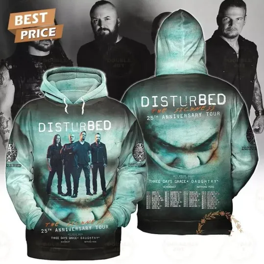Discover Disturbed The Sickness 25th Anniversary Tour 3D Hoodie Shirt