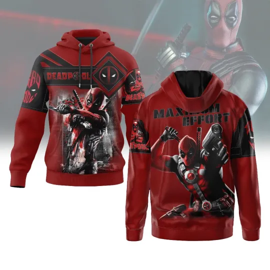 Discover Deadpool Superhero Maximum Effort  Deadpool Lover Gift For Fan Hoodie 3D Printed
