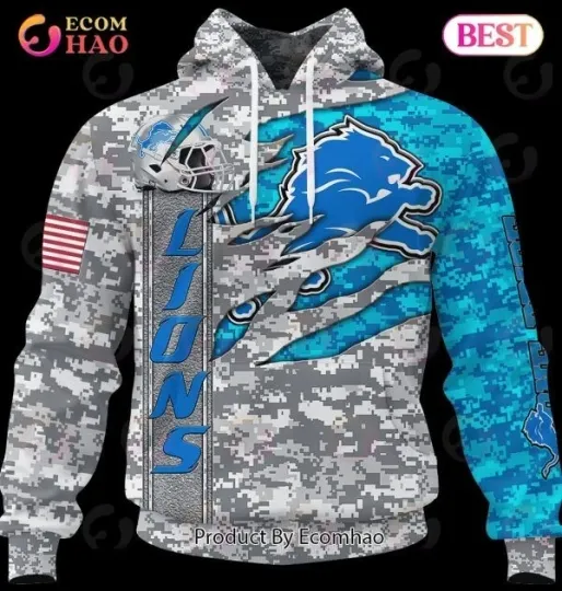 Discover Detroit Camo Lions Football Team Personalized All Over Print 3D Hoodie