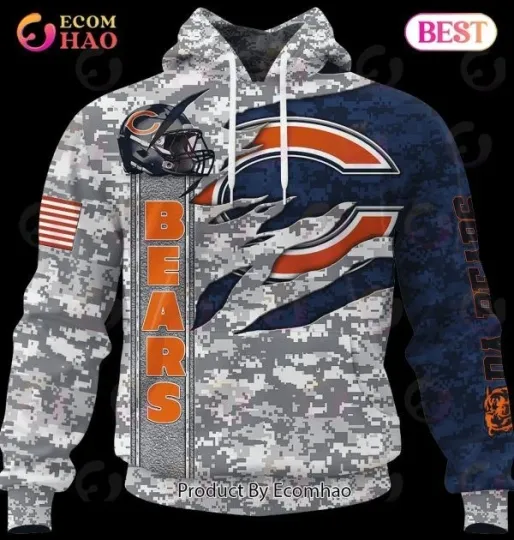 Discover Chicago Camo Bears Football Team Personalized All Over Print 3D Hoodie