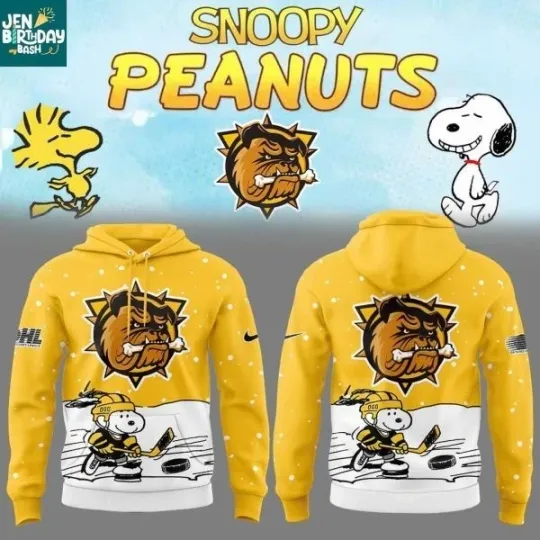 Discover Brantford Team x Peanuts Snoopy Night 2025 Christmas Game Hoodie 3D Premium, AOP