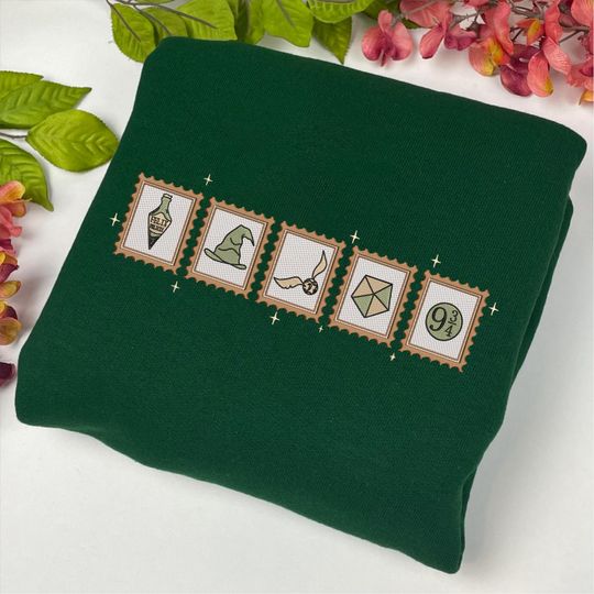 Discover Magic Wizard Embroidered Sweatshirt, Fantasy Bookish Tee, Book Lover Shirt, Retro Shirt Gift For Fans HP ESH5810