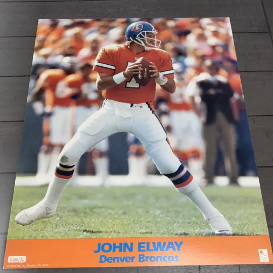 John Elway Denver Broncos Vintage Lithograph Poster