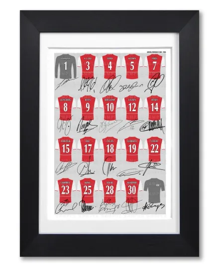 Discover Arsenal Invincibles 2003/04 Squad Signed Poster Framed Photo Shirt