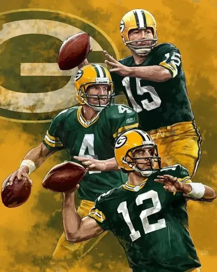 Bart Starr, Brett Favre & Aaron Rodgers Poster - Vertical Matte Photo Artwork