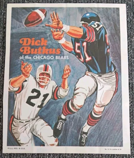 1969 Topps Football Poster Dick Butkus Chicago Bears  Vertical Poster