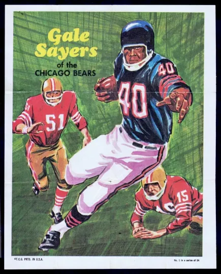 1970 Topps Football Poster Insert #1 Gale Sayers Chicago Bears