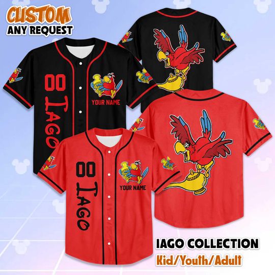 Discover Custom Iago Aladdin Baseball Jersey, Disney Personalized Shirt, Disneyland Baseball Team Outfit, Aladdin Birthday Gift