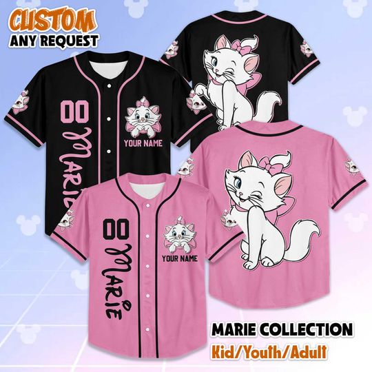 Discover Personalized The Aristocats Marie Cat Baseball Jersey, Custom Disney Marie Cat Jersey, Disney Jersey for Fans, Magic Kingdom Gift