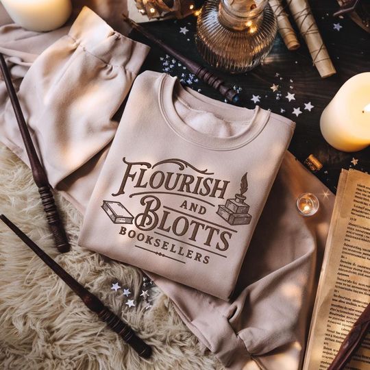 Discover Flourish and Blotts Embroidered Sweatshirt, Wizard Shirt, Magic School Shirt Wizard School Shirt, HGWS Magic House, Wizard Movie Fan Gift