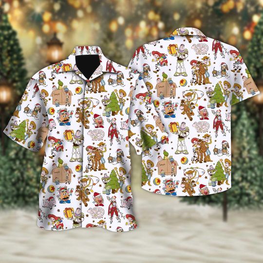 Discover Disney Toy Story Christmas Hawaiian Shirt, Magical Castle Hawaiian Shirt, Woody Buzz Lightyear Button Up, Xmas Toy Story Lovers Hawaii Shirt