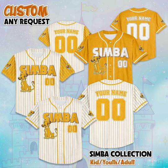Discover Custom Simba The Lion King Baseball Jersey, The Lion King Shirt, Animal Kingdom Jersey, Disney Family Matching Shirt, Disney Trip Outfit