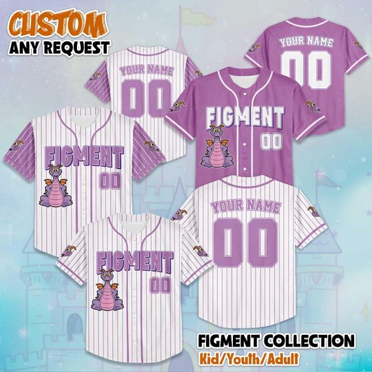 Discover Custom Figment Little Spark Baseball Jersey, Disney Figment Little Spark Jersey, Disneyland Baseball Team Outfit, Gift For Fans