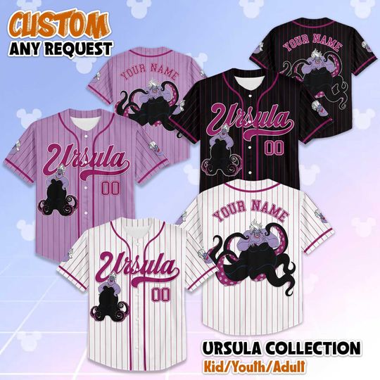 Discover Personalized Ursula The Litlte Mermaid Baseball Jersey, Custom Disney Ursula Shirt, Gift for Disney Fans, Disney Matching Outfit