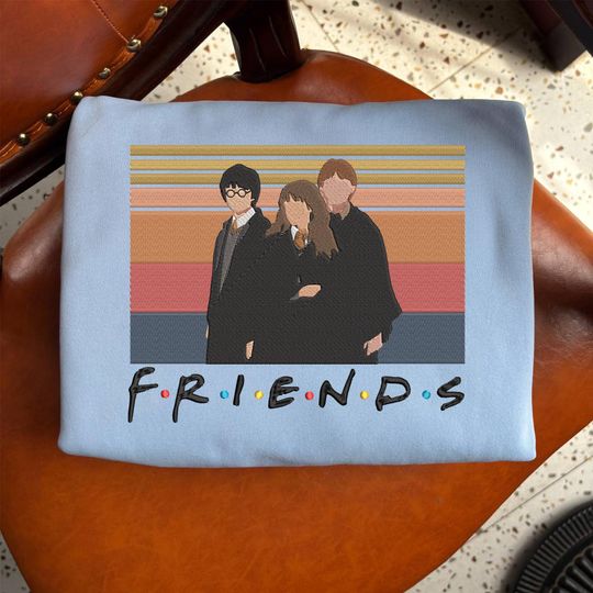 Discover Magic Wizard Friends Embroidered Sweatshirt, Wizard Member Shirt, Fantasy Bookish Tee, Book Lover Shirt, Shirt Gift For Fans HP ESH5808