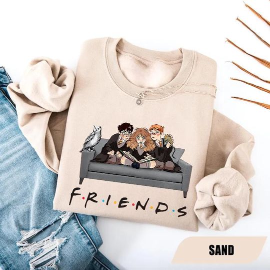 Vintage Wizard Friends Sweatshirt, Hogwarts House, Wizard School Pullover, Fantasy Friendship, Gift for Harry Fan, Gift For Her PSJ941.DT