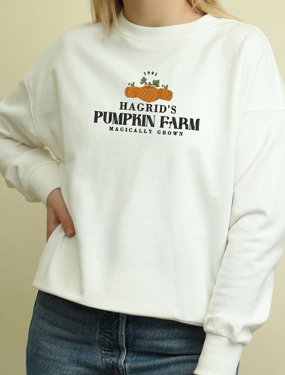 Harry Potter Inspired Embroidered Sweatshirt | Magical Pumpkin Patch Design | Hagrid's Hut and Wizard Theme