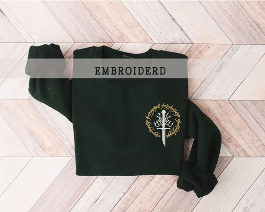 Discover Embroidered Magic Sword, Fantasy Book Crewneck, Unisex Cozy Gift, Book Lover Sweater,
