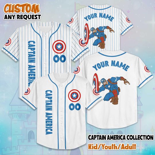 Discover Custom Captain America Baseball Jersey, Disney The Avengers Jersey, Captain America Baseball Shirt, Disney Magic Kingdom Outfit for Fans