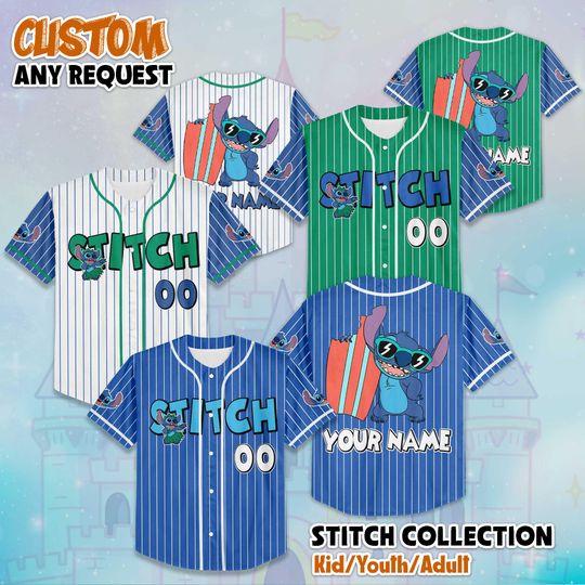 Discover Custom Stitch Collection Baseball Jersey, Disney Lilo and Stitch Jersey, Disneyland Baseball Team Outfit, Birthday Gift For Fans